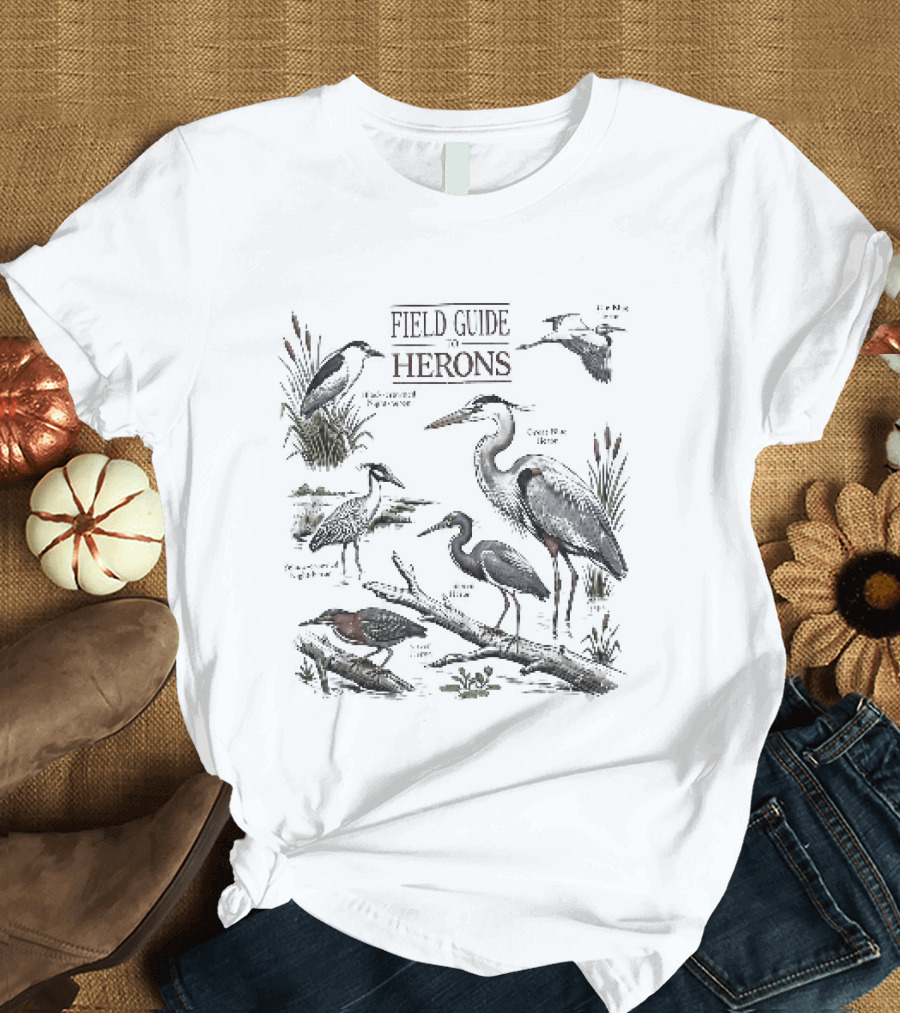 Field Guide Herons Black Crowned Night Heron Yellow Crowned T-Shirt
