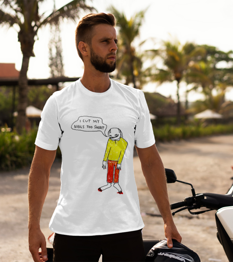 I Cut My Nails Too Short Yellow Red T-Shirt