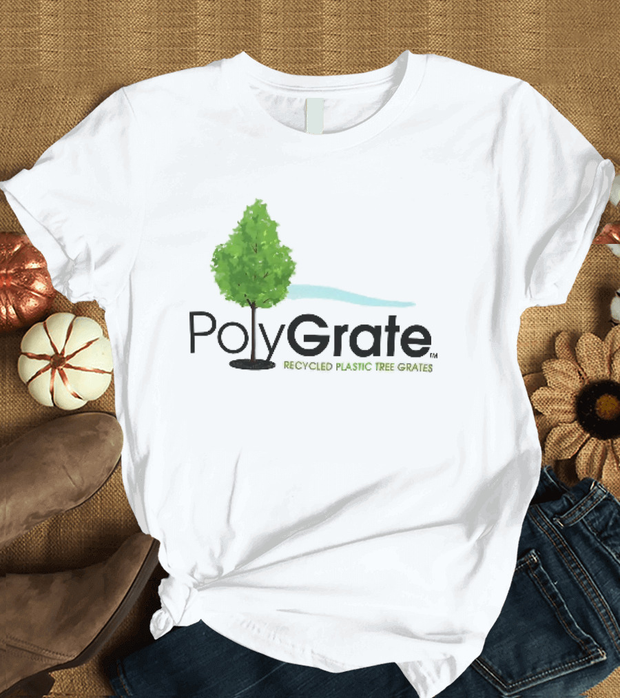 PolyGrate Recycled Plastic Tree Grates Green Foliage Blue Wave T-Shirt
