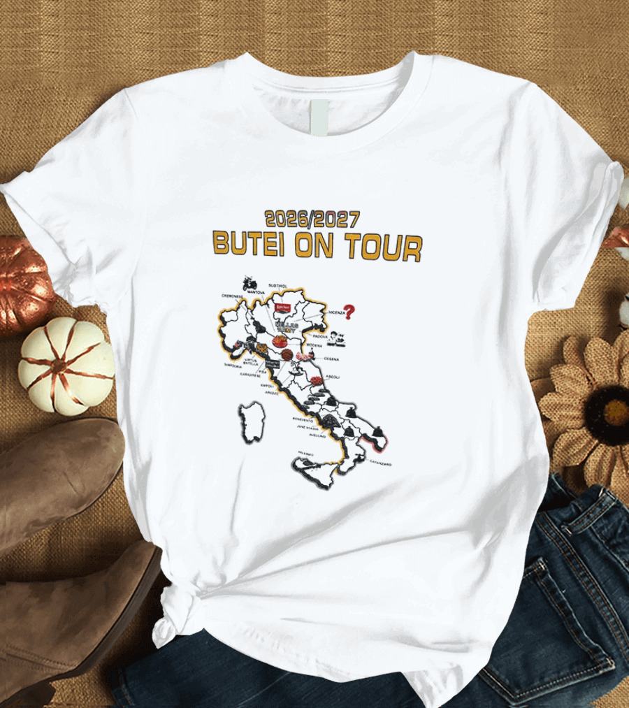 2026 2027 Butei On Tour Italy Map Highlights T-Shirt