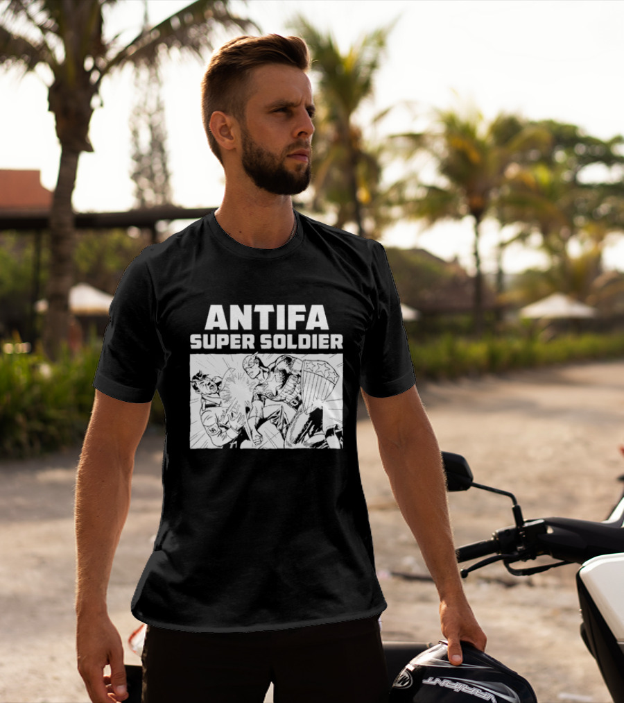 ANTIFA Super Soldier Punching Hitler Captain America T-Shirt