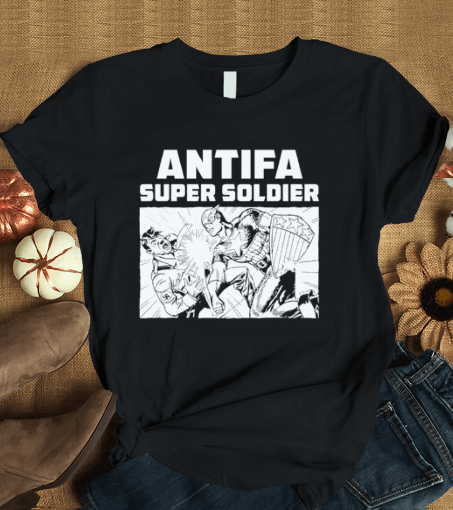 ANTIFA Super Soldier Punching Hitler Captain America T-Shirt