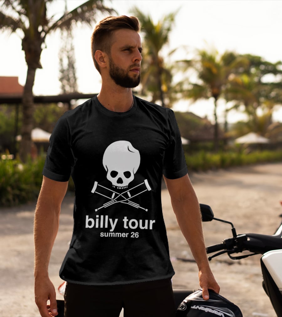 Billy Tour Summer 26 Skull And Crossed Crutches T-Shirt
