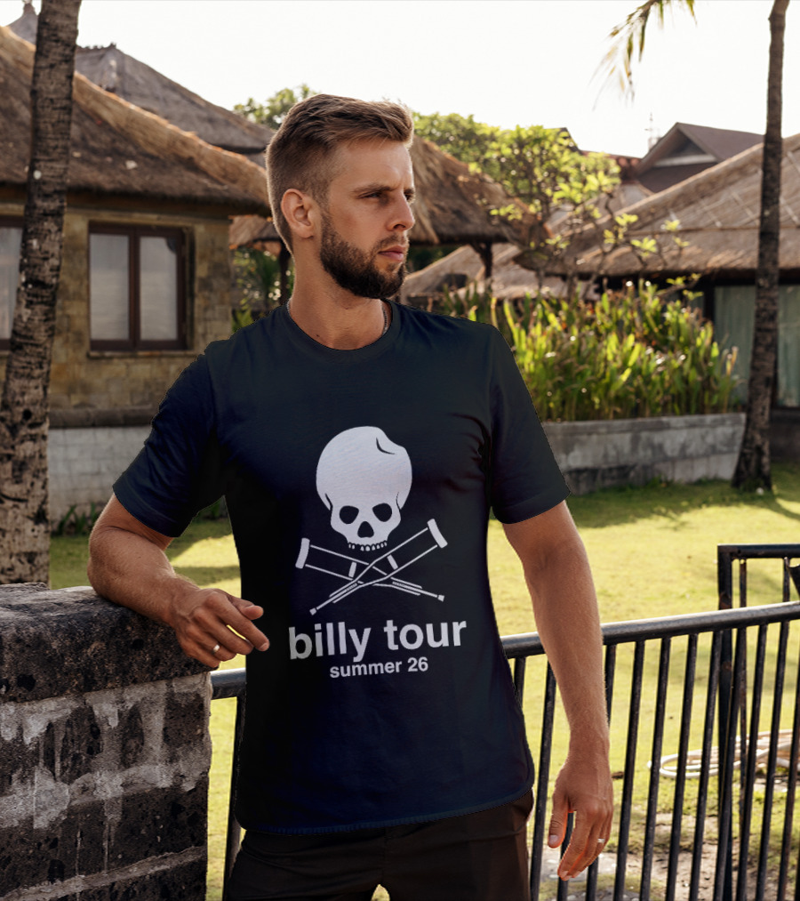 Billy Tour Summer 26 Skull And Crossed Crutches T-Shirt