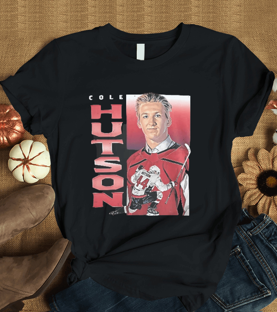 Cole Hutson Ice Hockey Player Red Jersey Number 44 Celebration T-Shirt