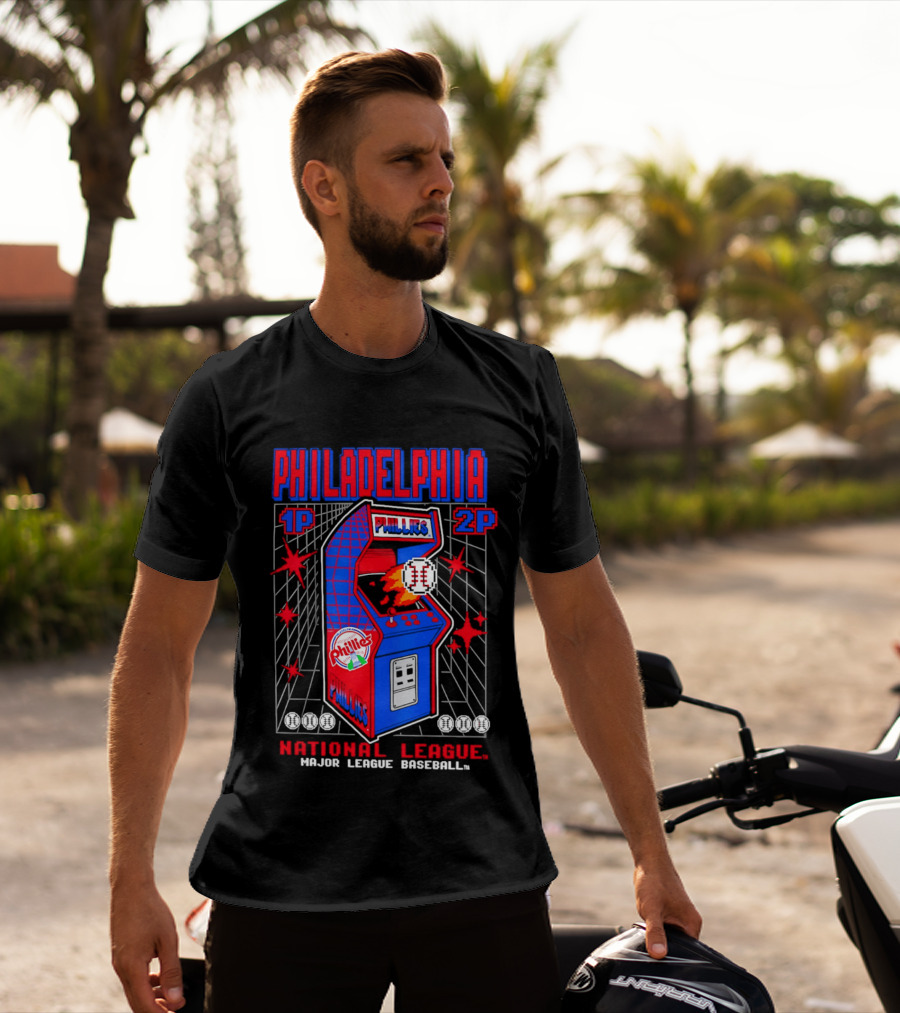 Philadelphia Phillies 1P 2P National League Major League Baseball Arcade T-Shirt