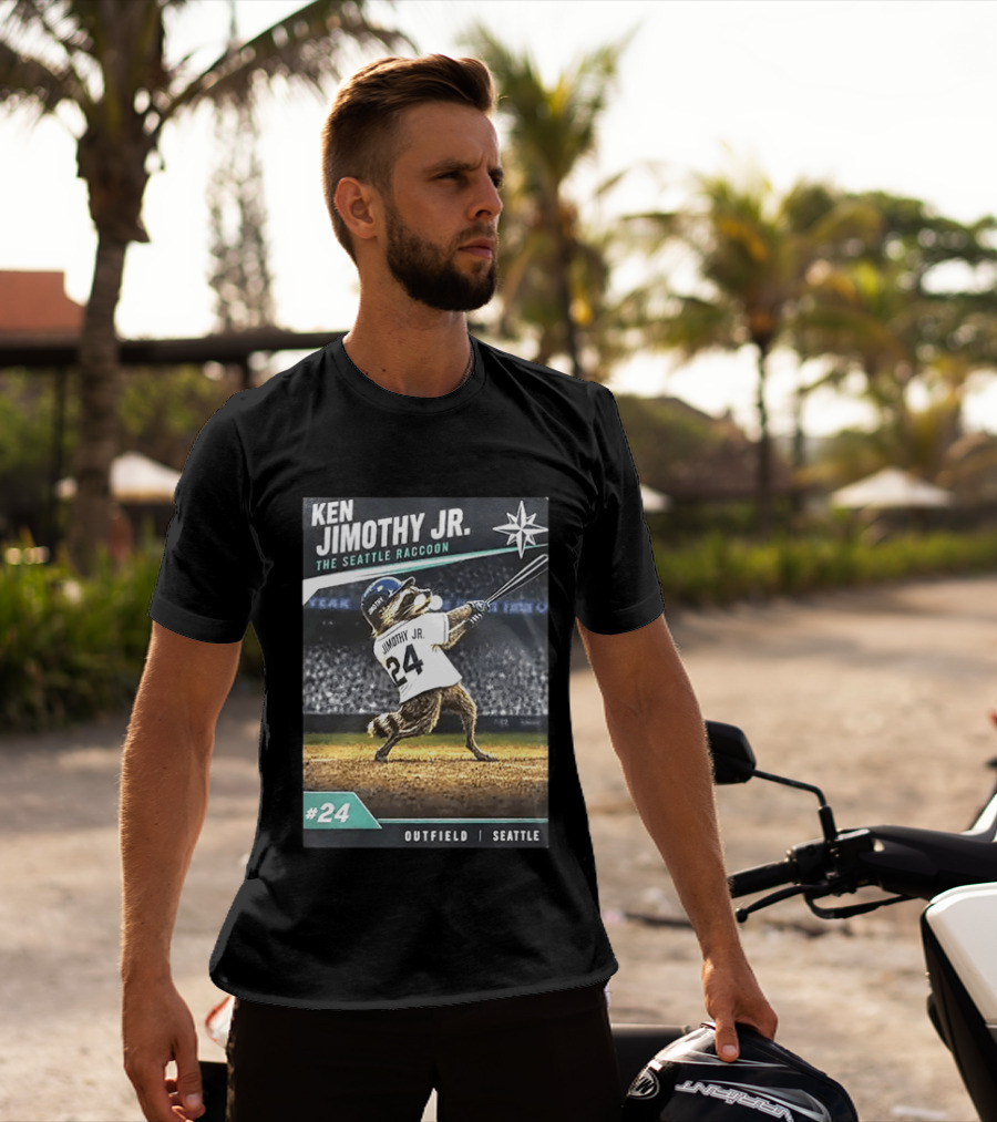 Ken Jimothy Jr The Seattle Raccoon Outfield Seattle Mariners #24 T-Shirt