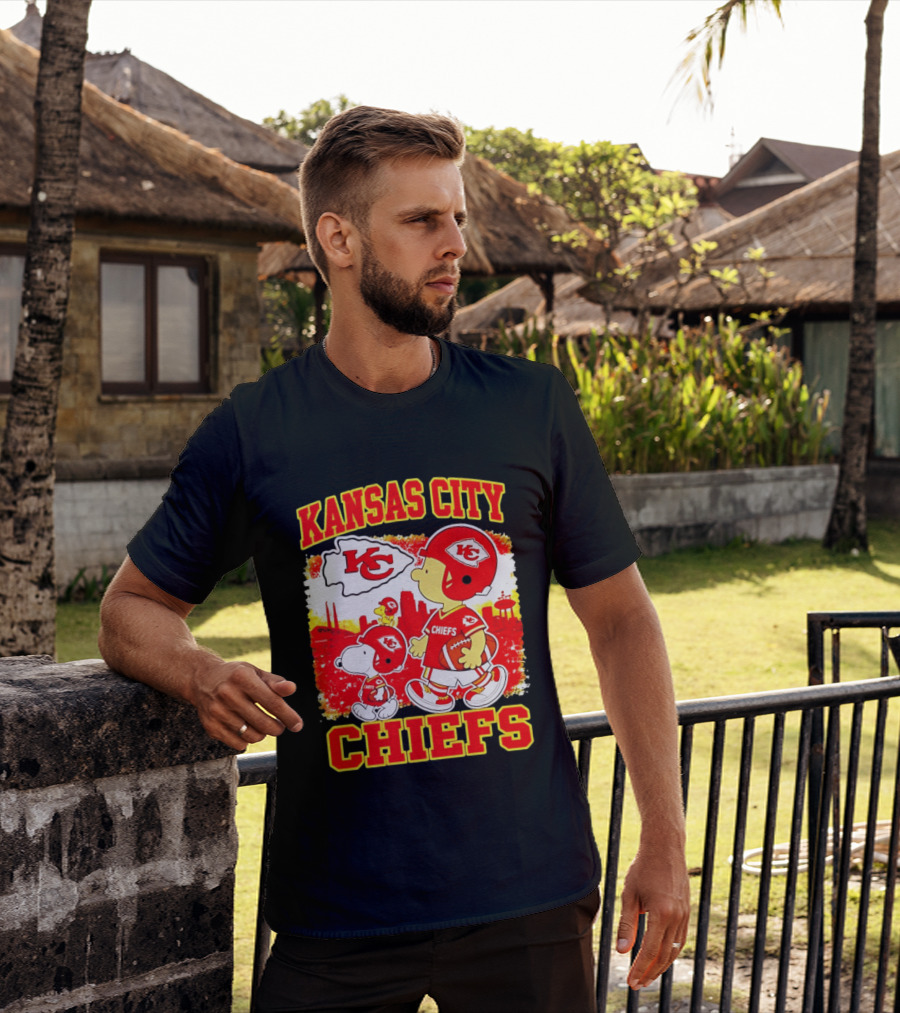 Kansas City Chiefs Snoopy Woodstock Skyline Football 2026 T-Shirt
