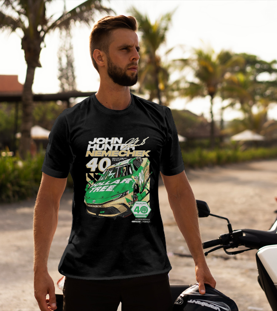 John Hunter Nemechek Dollar Tree 301 40th Anniversary 2026 Green Gold Toyota Camry Nascar New Hampshire Est 1986 T-Shirt