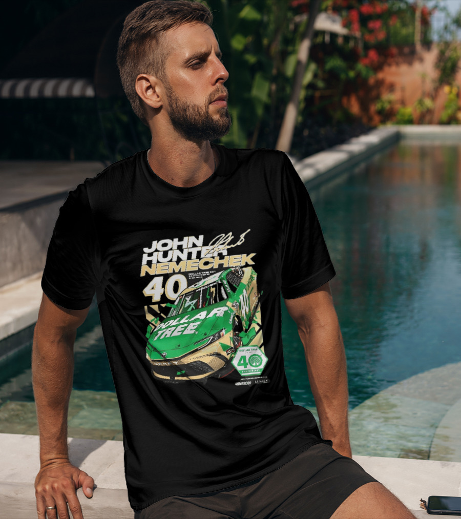John Hunter Nemechek Dollar Tree 301 40th Anniversary 2026 Green Gold Toyota Camry Nascar New Hampshire Est 1986 T-Shirt