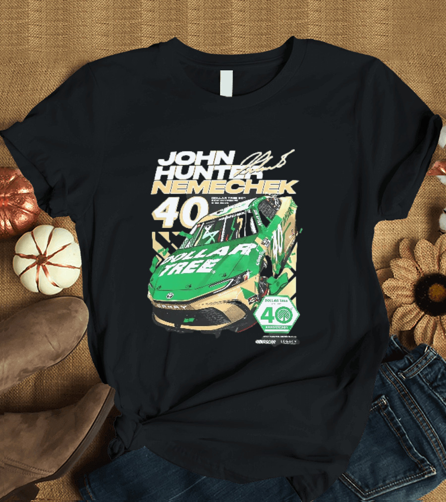 John Hunter Nemechek Dollar Tree 301 40th Anniversary 2026 Green Gold Toyota Camry Nascar New Hampshire Est 1986 T-Shirt
