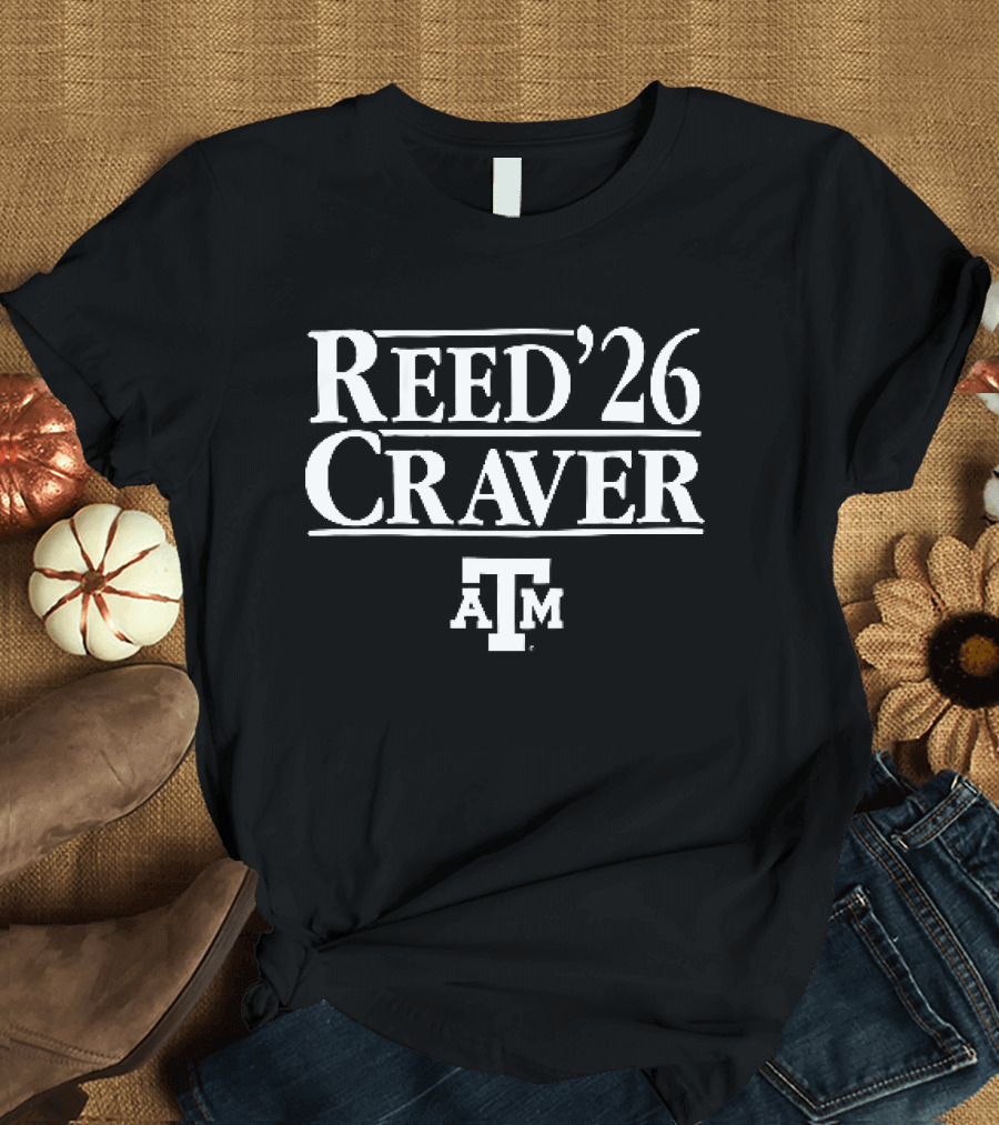 Reed 26 Craver Texas A&M Aggies ATM Beveled Serif Lines T-Shirt