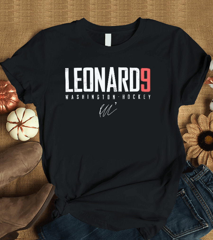 Leonard 9 Washington Hockey Player Distressed Signature T-Shirt
