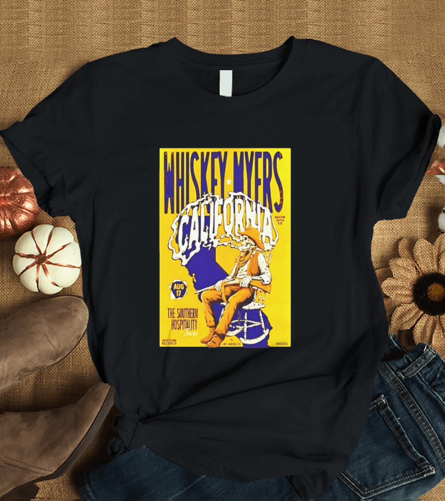 Whiskey Myers California Southern Hospitality Tour August 17 Los Angeles Reclining Cowboy T-Shirt