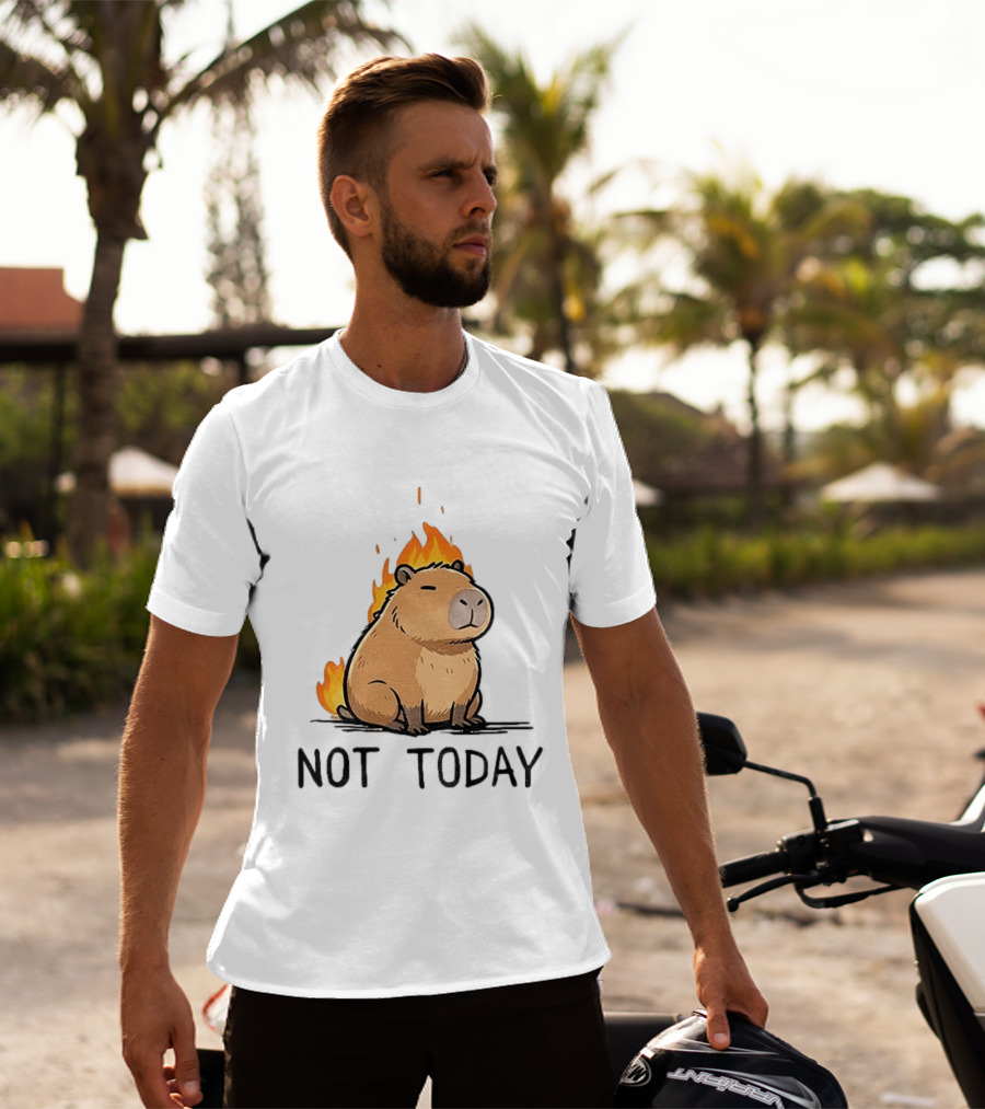 Capybara On Fire Not Today Calm Meme T-Shirt