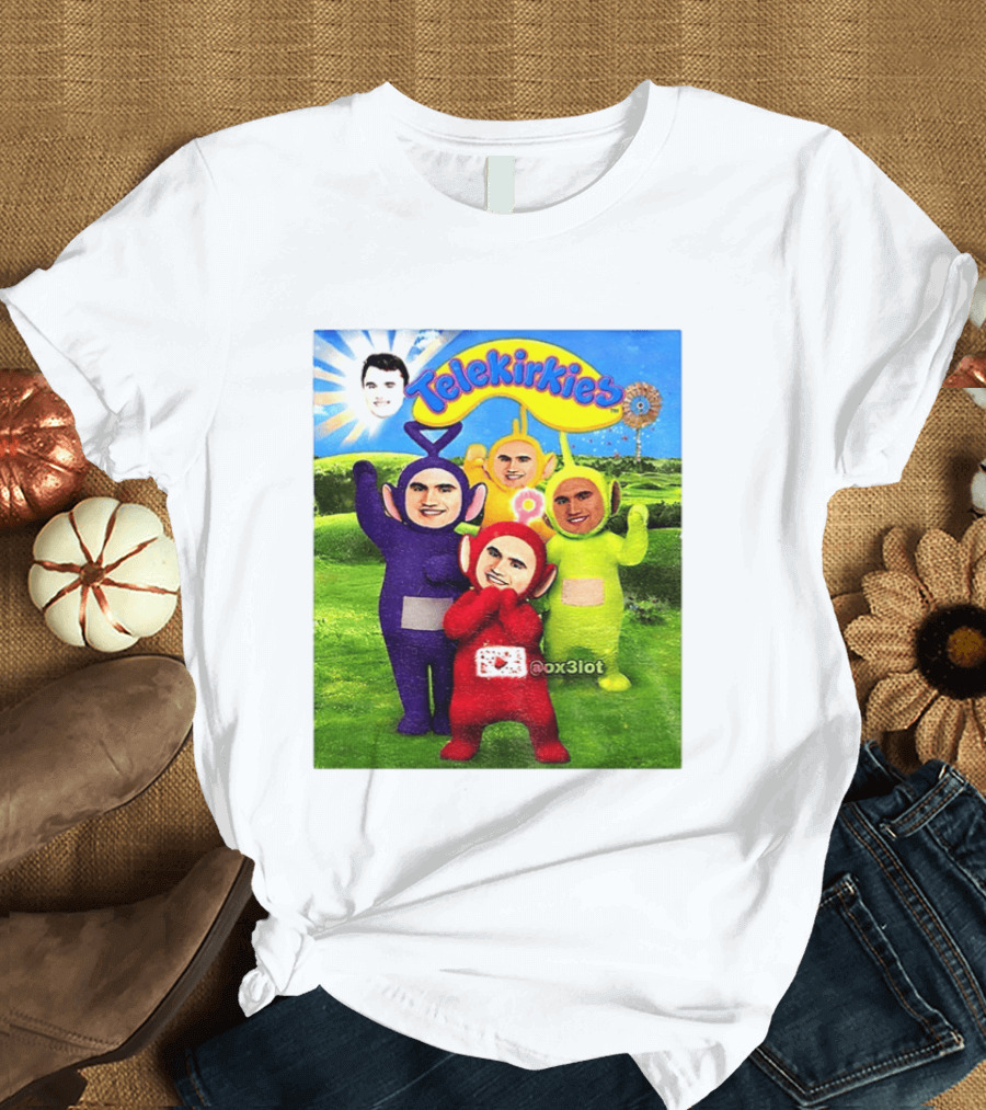 Charlie Kirk Telekirkies Meme Teletubbies Parody Face Swap T-Shirt