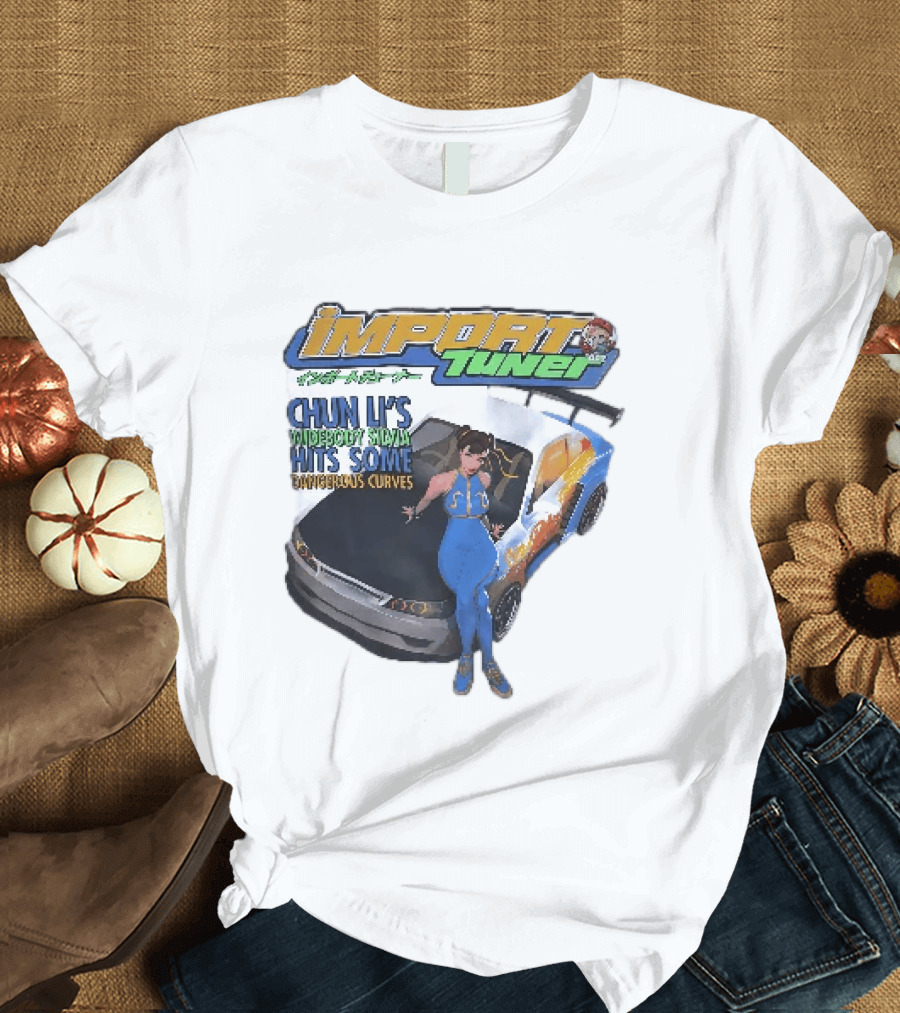 Import Tuner Chun Li's Widebody Silvia Hits Some Dangerous Curves Auto Racing Anime T-Shirt