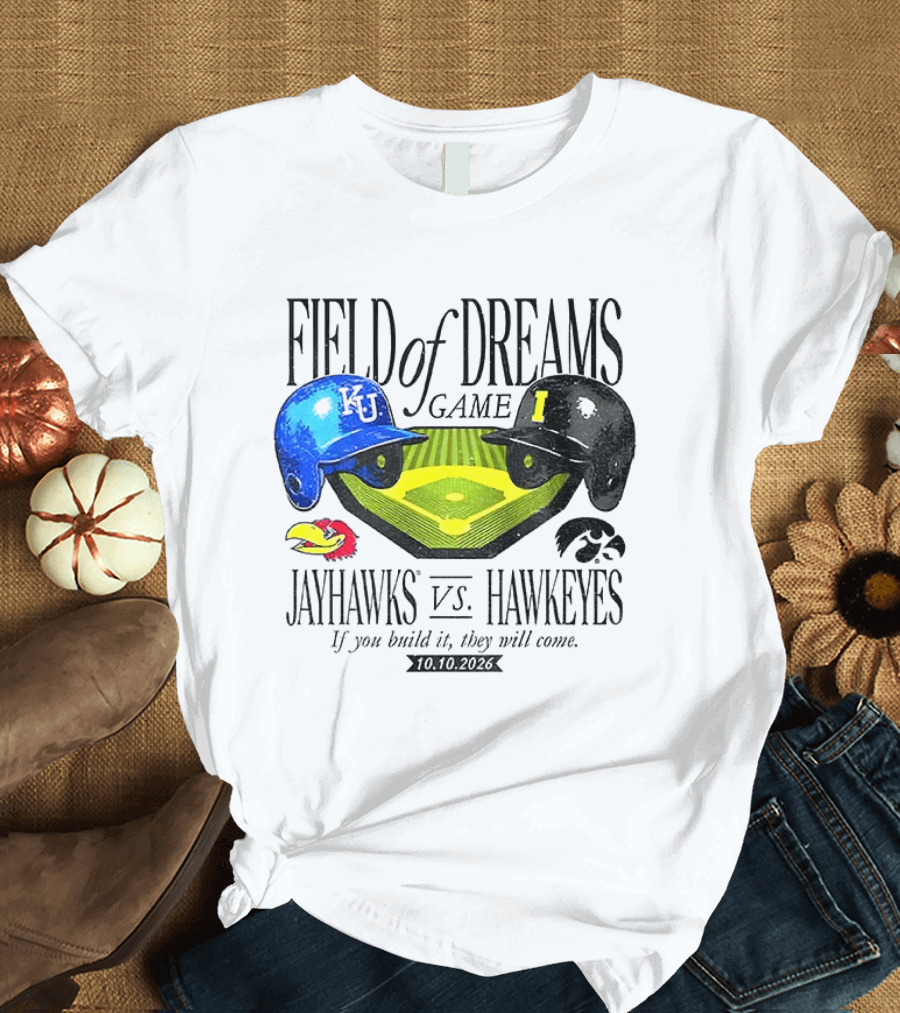 Field Of Dreams Game Kansas Jayhawks Vs Iowa Hawkeyes 10.10.2026 T-Shirt