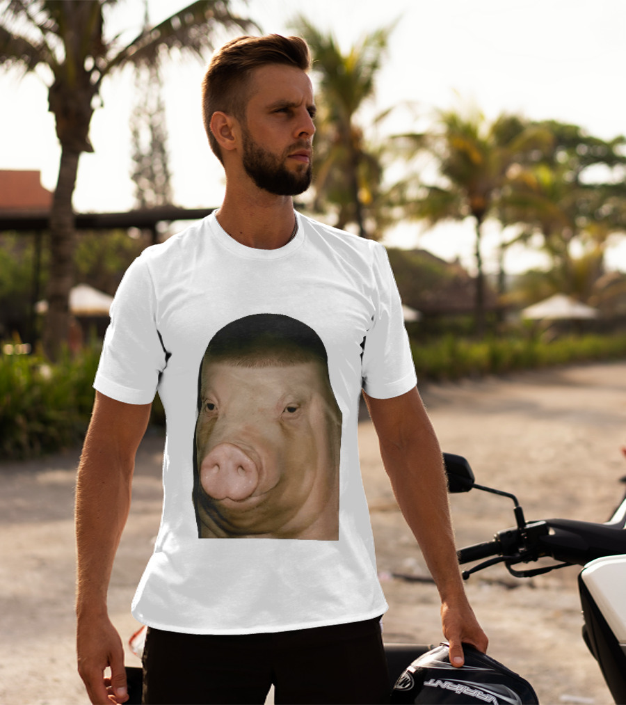 Photorealistic Close Up Pig Face Edgar Haircut Cutout T-Shirt