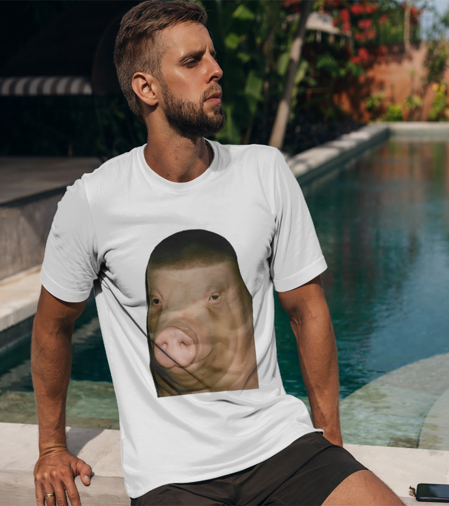 Photorealistic Close Up Pig Face Edgar Haircut Cutout T-Shirt