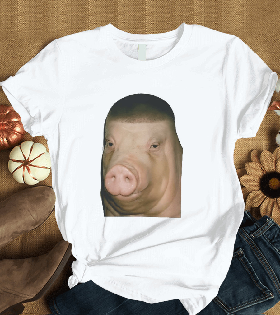 Photorealistic Close Up Pig Face Edgar Haircut Cutout T-Shirt