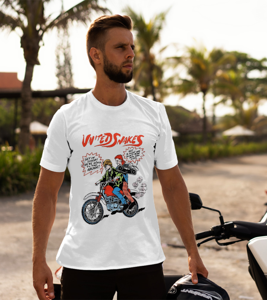 United Snakes Get On Loser We're Going To The Arcade Motorcycle Adventure T-Shirt