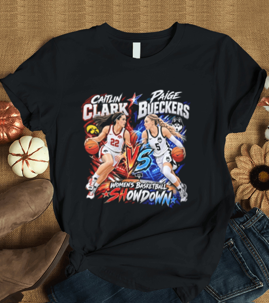 Caitlin Clark Paige Bueckers Basketball Showdown VS Rivalry T-Shirt