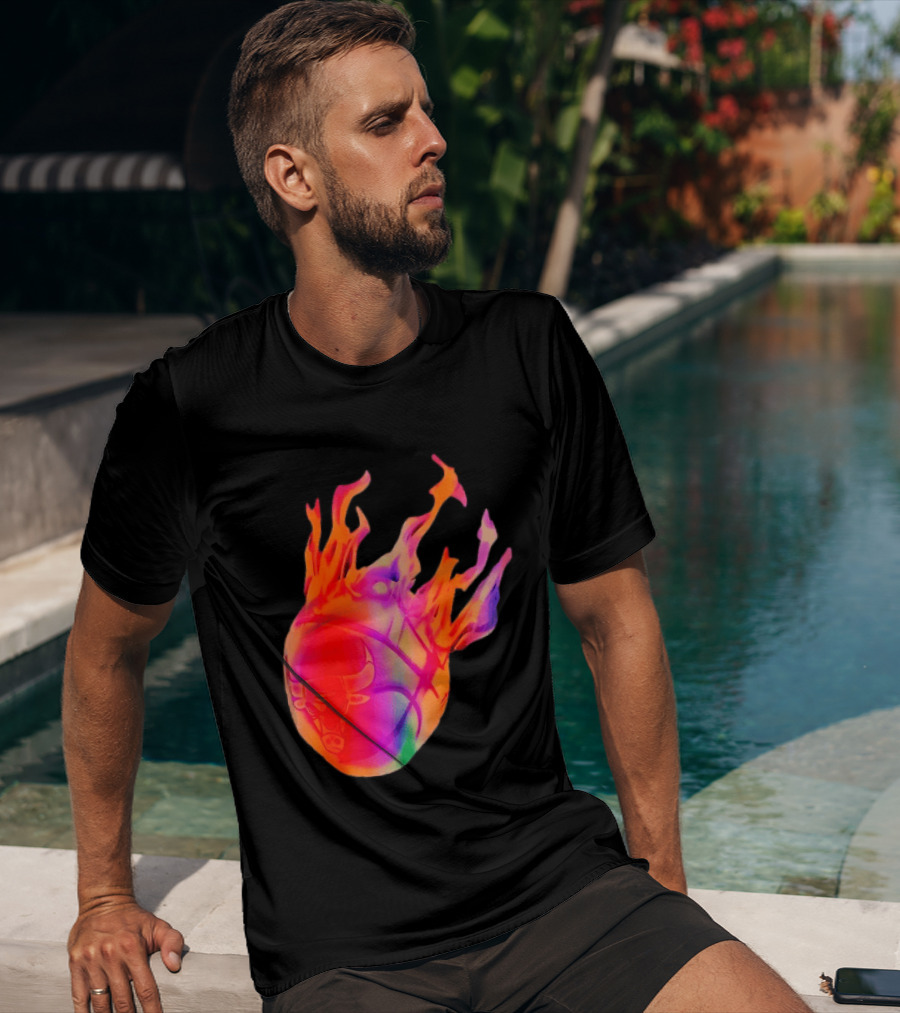 Chicago Bulls NBA Basketball Flaming Fireball NBA Fans Merchandise T-Shirt