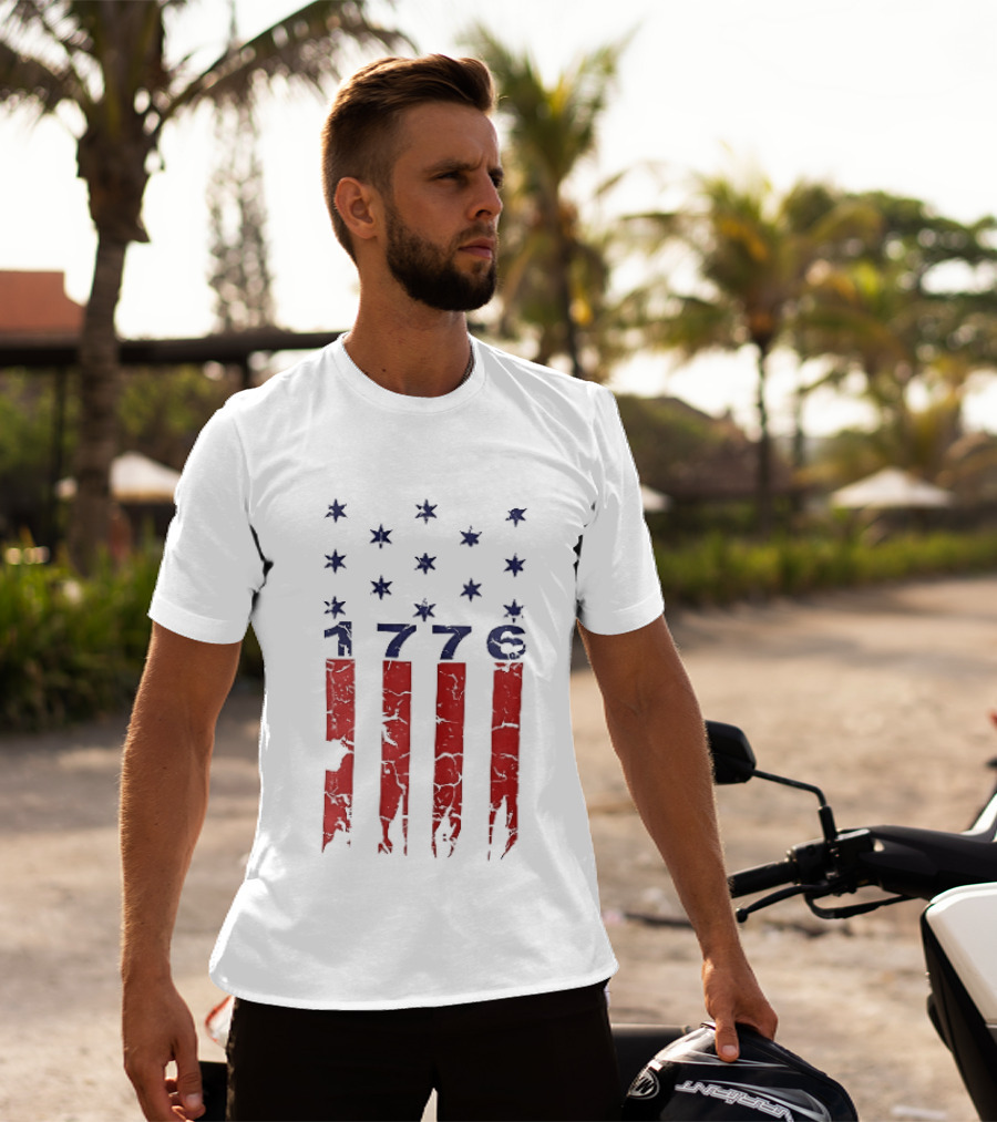 1776 Distressed American Flag Stars Stripes Patriotic T-Shirt