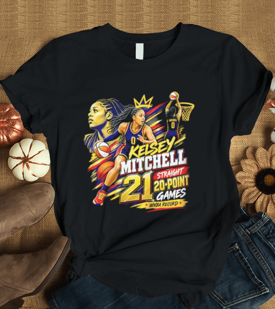 Kelsey Mitchell Straight 21 Straight 20 Point Games Basketball Monarch T-Shirt