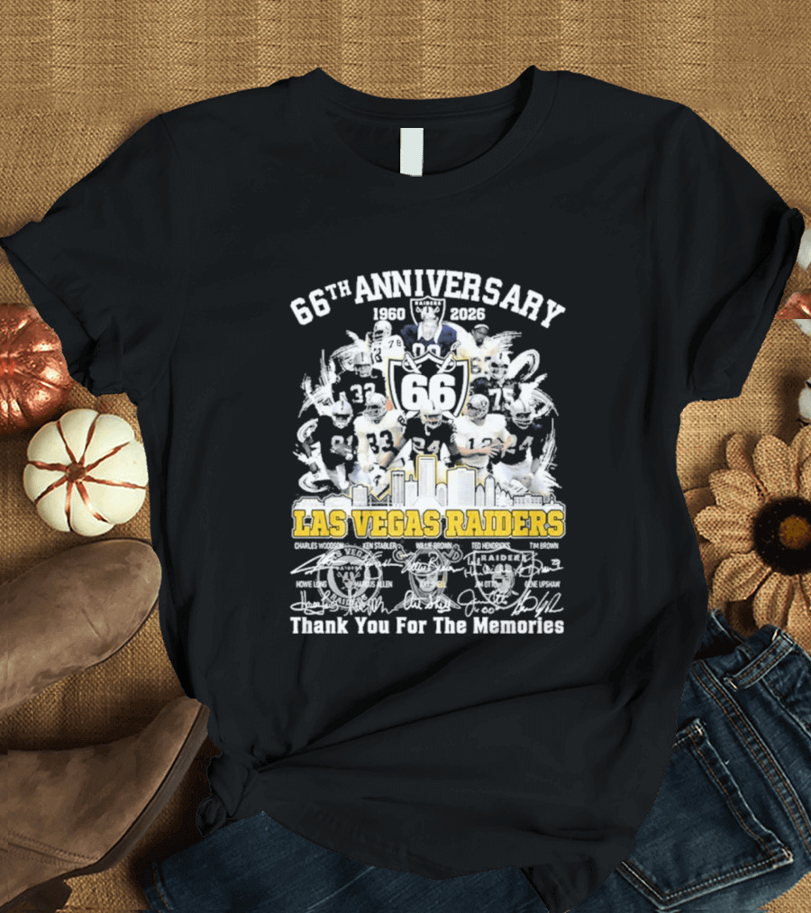 Las Vegas Raiders 66th Anniversary 1960 2026 Thank You For The Memories Celebration T-Shirt