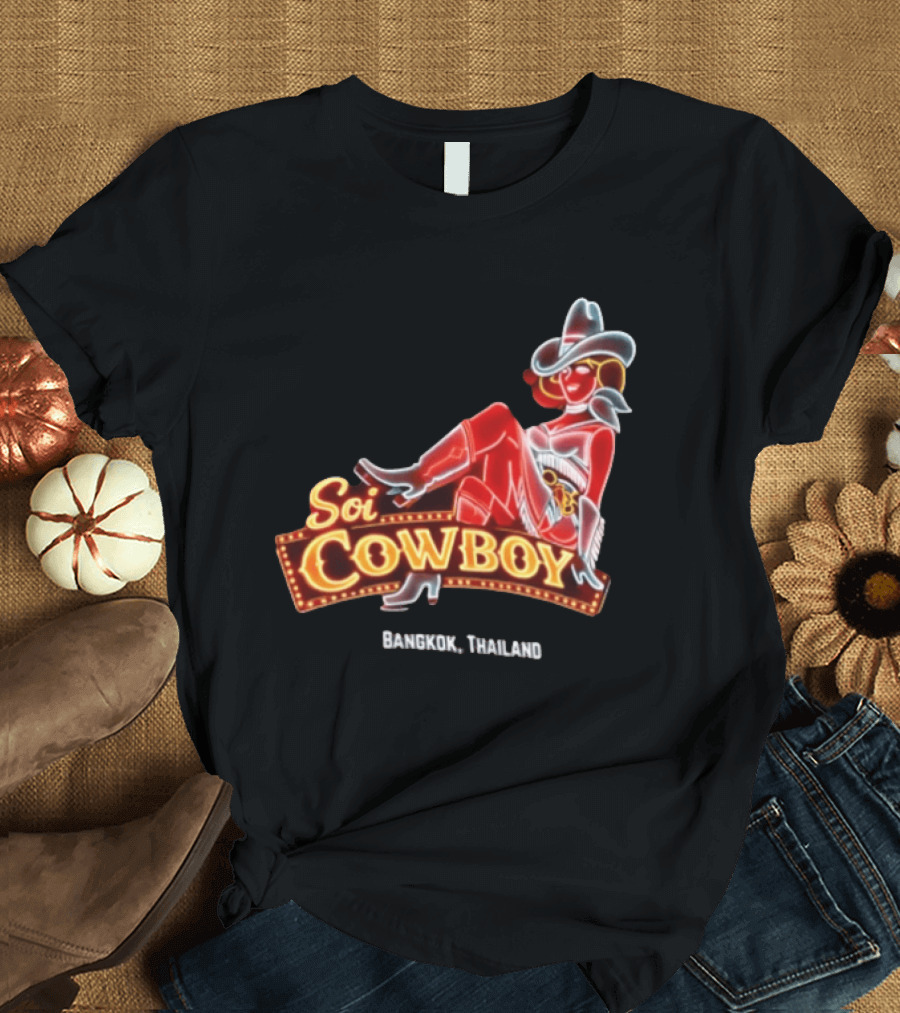 Soi Cowboy Bangkok Thailand Cowgirl Neon Sign T-Shirt
