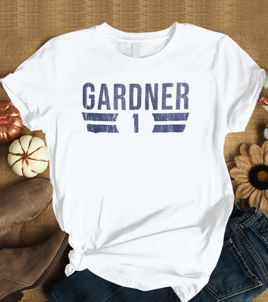 Gardner 1 Distressed Blue Block Horizontal Stripes T-Shirt