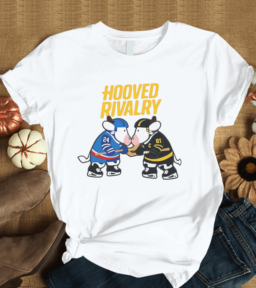 Hooved Rivalry Ilya Rozanov 24 Vs Shane Hollander 81 Hockey Faceoff T-Shirt
