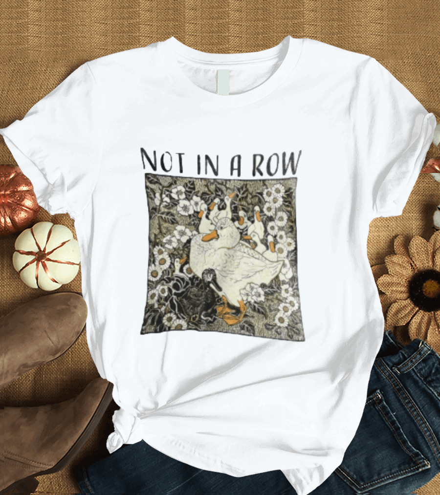 Not In A Row Ducks Floral Pattern Botanical T-Shirt