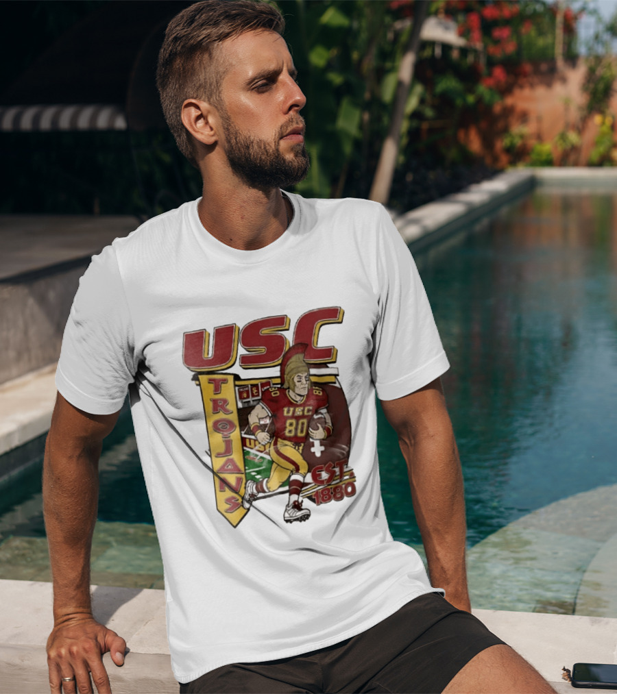 USC Trojans Football Player Cartoon Scoreboard Est 1880 T-Shirt