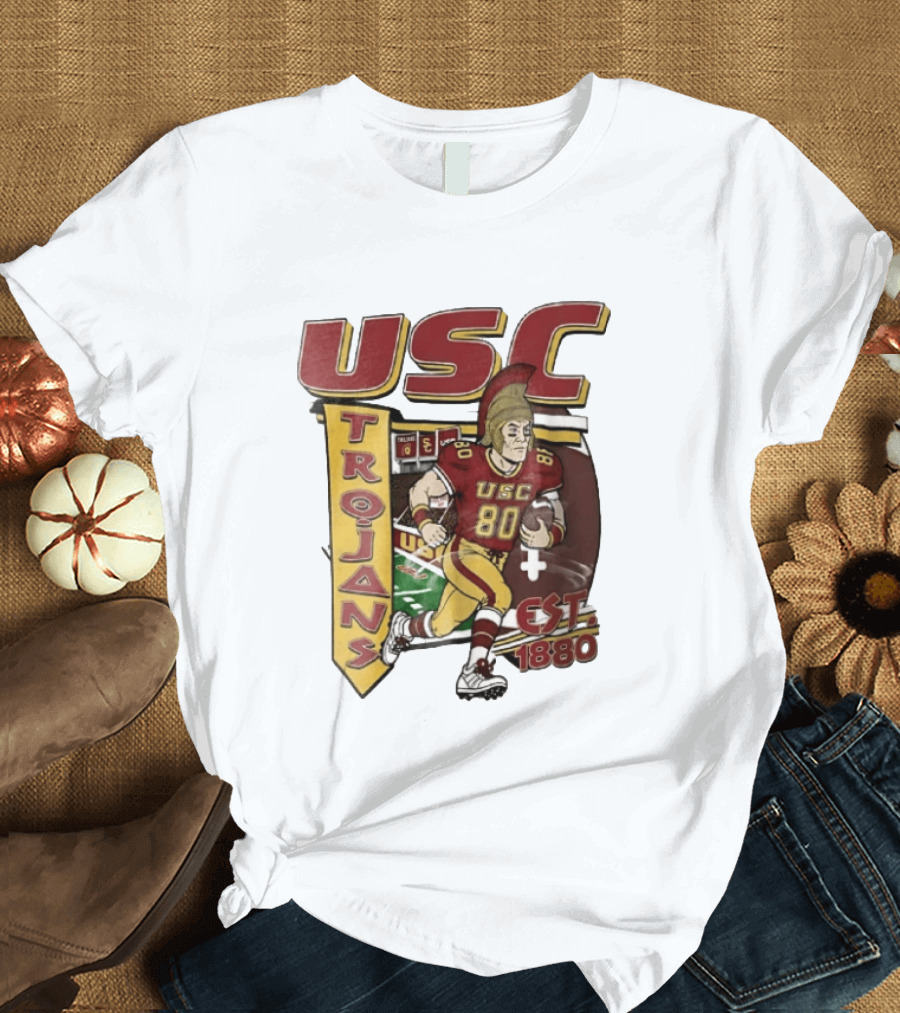 USC Trojans Football Player Cartoon Scoreboard Est 1880 T-Shirt