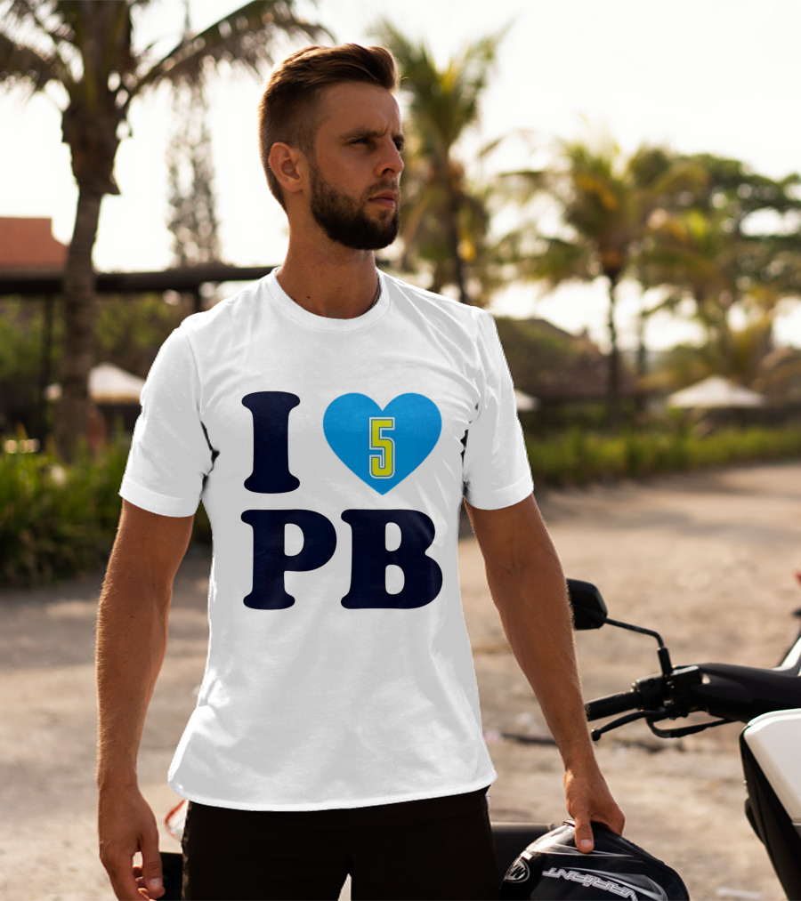 I Love PB Heart 5 Blue And Yellow T-Shirt