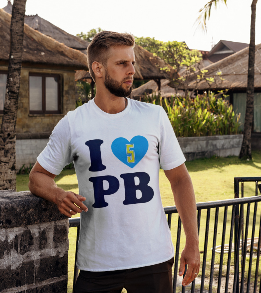 I Love PB Heart 5 Blue And Yellow T-Shirt