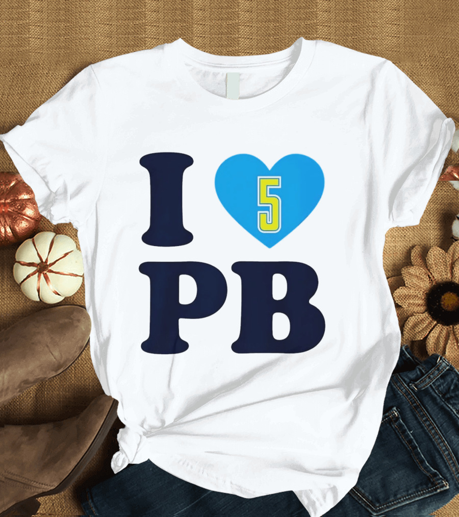 I Love PB Heart 5 Blue And Yellow T-Shirt