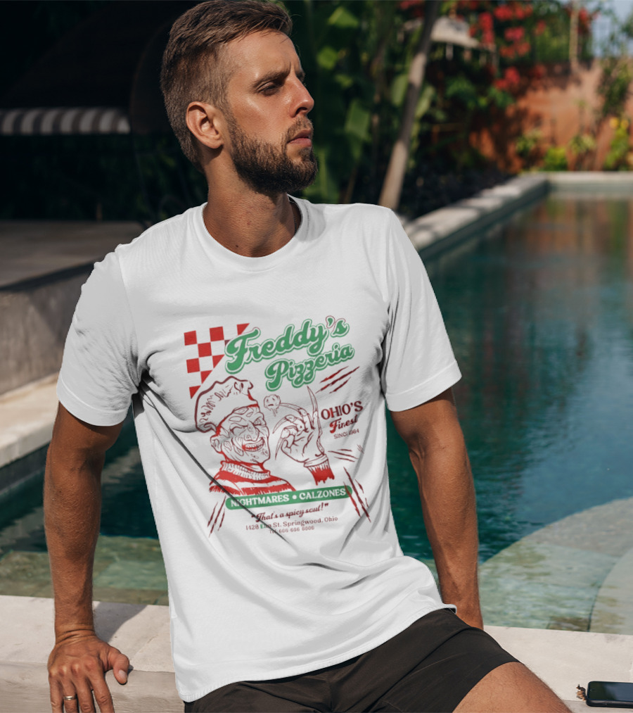 Freddy's Pizzeria Nightmares Calzones Spicy Ohio's Finest Springwood T-Shirt