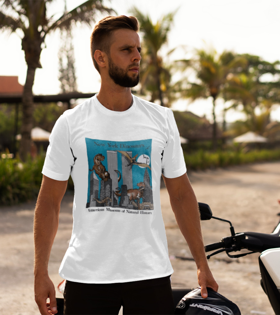 New York Dinosaurs American Museum Of Natural History Twin Towers Scene T-Shirt