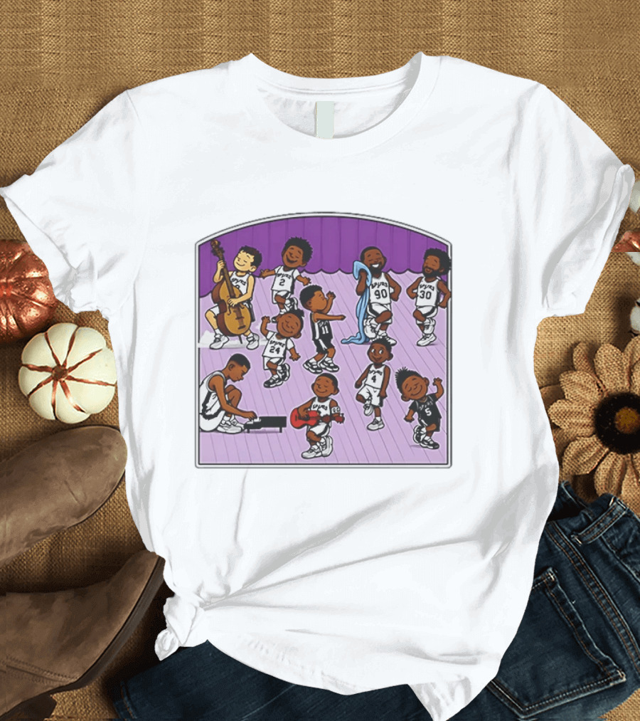 San Antonio Spurs Cartoon Players Music Band Comedy T-Shirt