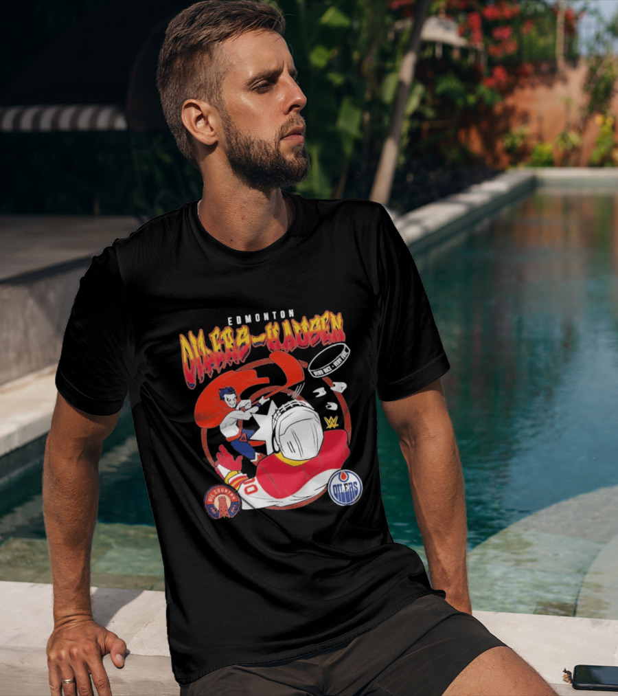 Edmonton Oilers Hausen Hockey Battle WWE Crossover NHL Collaboration T-Shirt