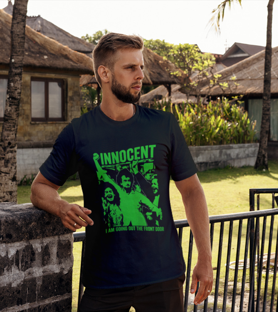 Innocent I Am Going Out The Front Door Retro Style People In Motion T-Shirt