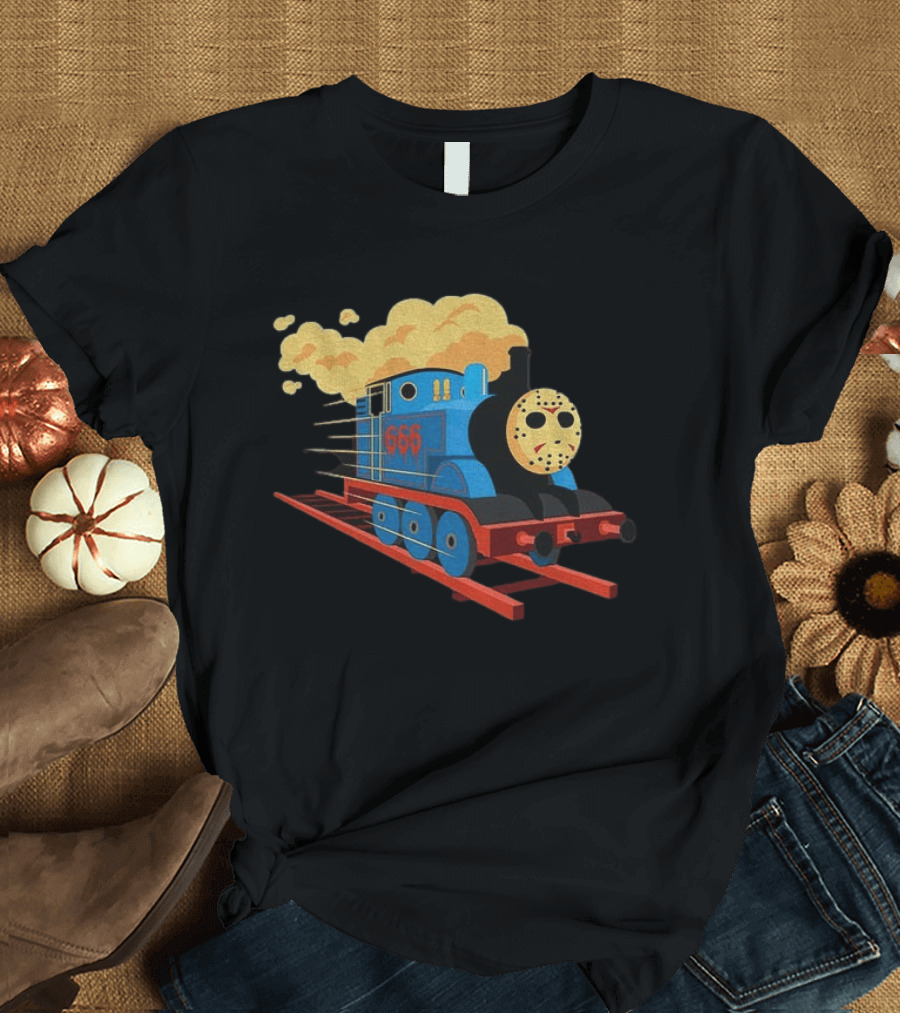 Thomas The Tank Engine Jason Voorhees Mask 666 Railway To Hell T-Shirt