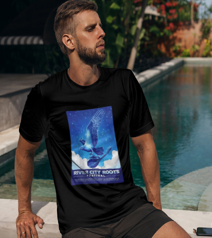 River City Roots Festival 2026 Missoula MT 20th Annual Event Bird And Mandolin T-Shirt