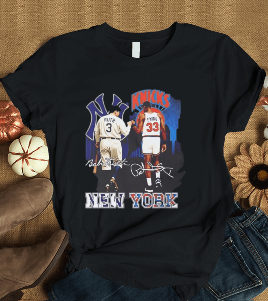 New York Ruth Ewing Yankees Knicks Legends T-Shirt