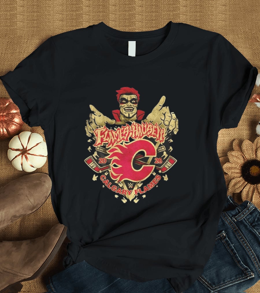 Flamehausen Calgary Flames WWE 2026 Collaboration Danhausen Summer Tour T-Shirt