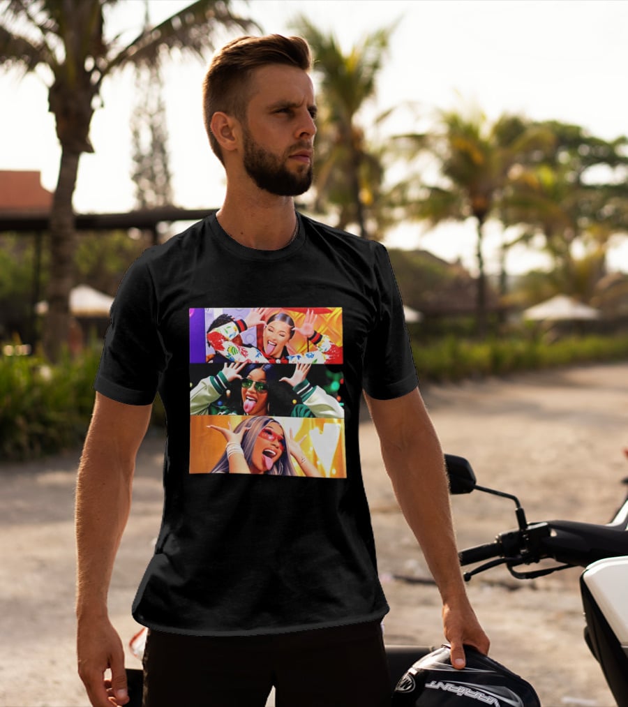 Cardi B Funny Faces Tongue Out Rapper Hip Hop Celebrity T-Shirt